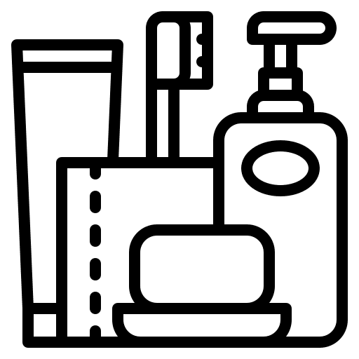 Toiletries toilet paper teeth brush toilet icon Toiletries toilet paper teeth brush toilet icon