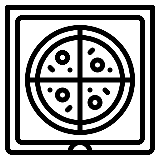 Pizza package fast food food and restaurant icon Pizza package fast food food and restaurant icon