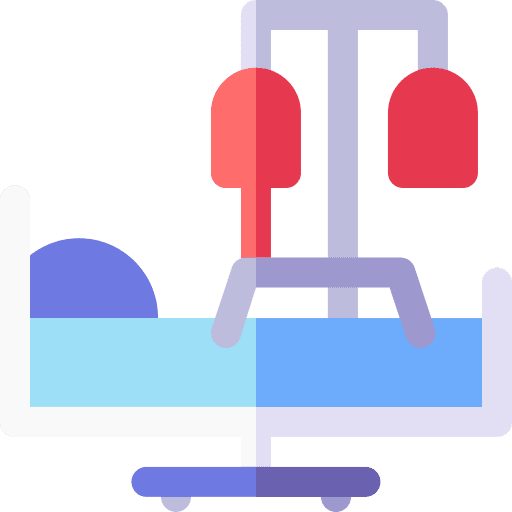 Hospital bed iv bag blood bag patient icon