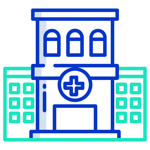 Hospital urban medical clinic icon Hospital urban medical clinic icon
