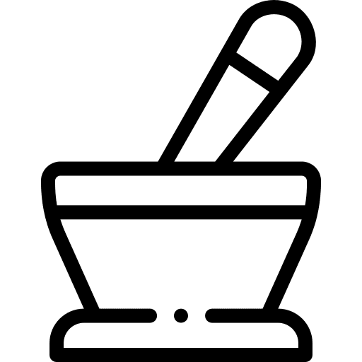 Mortar pharmacy herbal treatment leaves icon