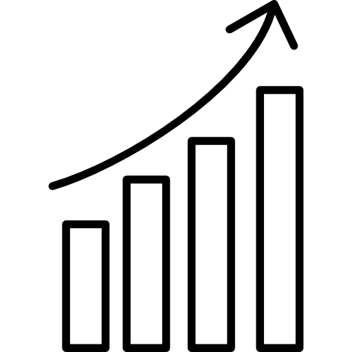 Data analytics upgoing bars chart business outline graphic icon