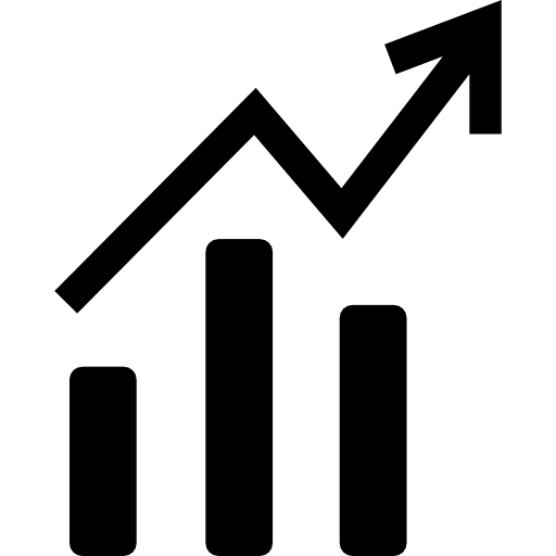 Bars and line ascending graphic of data analytics data ascendant symbol icon