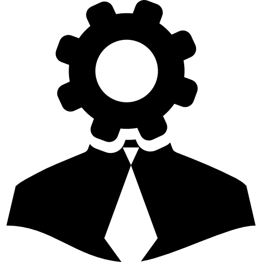 User settings interface symbol of a man with a cogwheel on the head cogwheel user interface icon