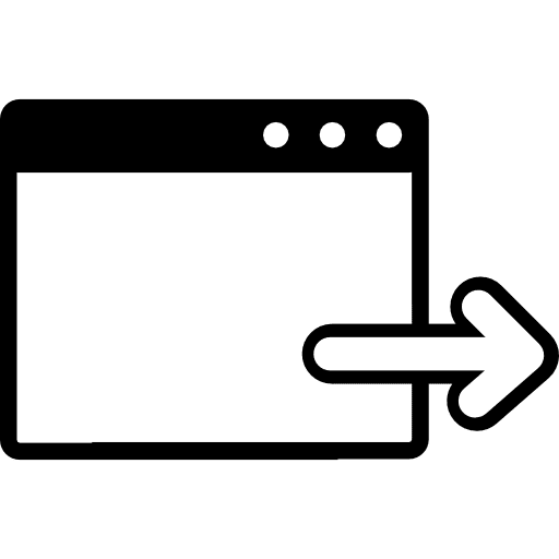 Data export symbol of a window with an arrow window data arrow icon