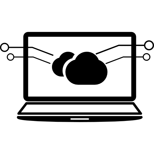 Laptop with cloud data symbol on screen data analytics symbol internet icon