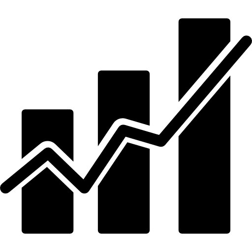 Increasing data graphic line bars increasing icon