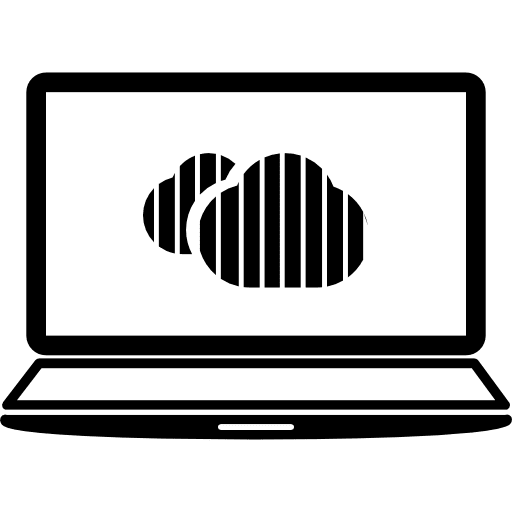 Laptop connected to cloud clouds tool computer icon