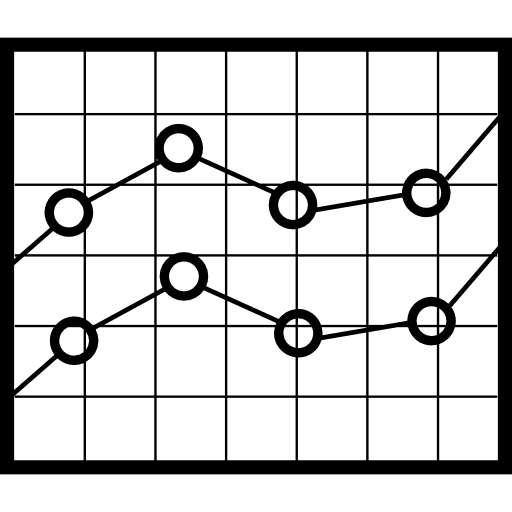 Boxed line stocks graphic data analytics symbols graphic icon