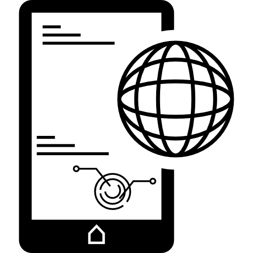 Mobile phone globally connected symbol symbol mobile phone icon