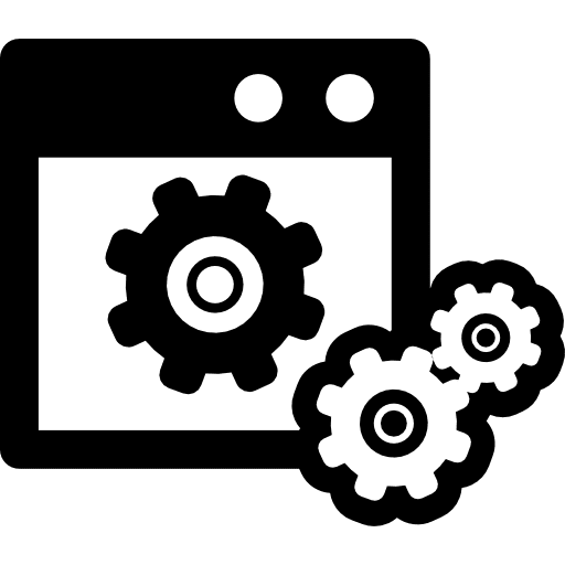 Data settings symbol of a window with gears configuration symbol analytics icon