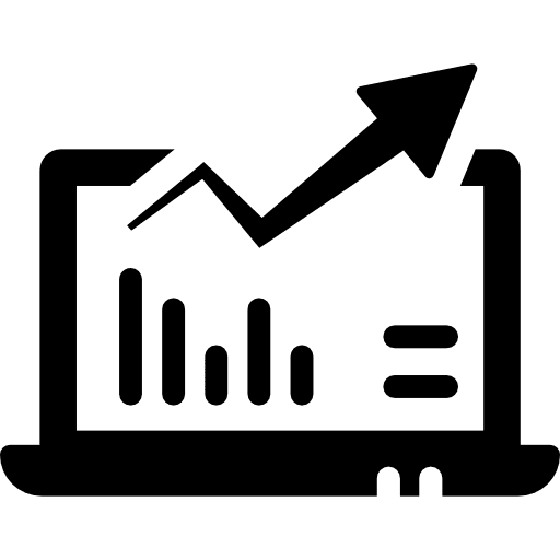 Laptop profits graphics up arrow financial finances icon