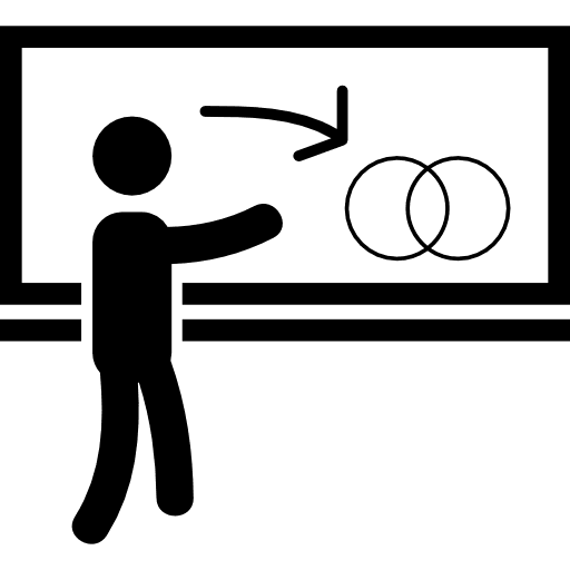 Person explaining data board interface symbol icon