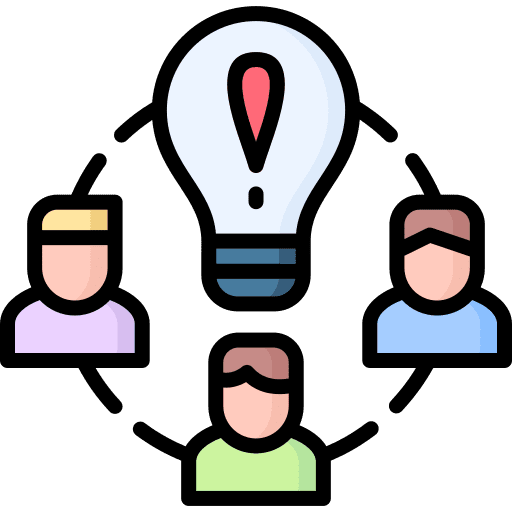 Idea members brainstorm working icon Idea members brainstorm working icon