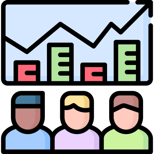 Graph group business and finance team icon Graph group business and finance team icon