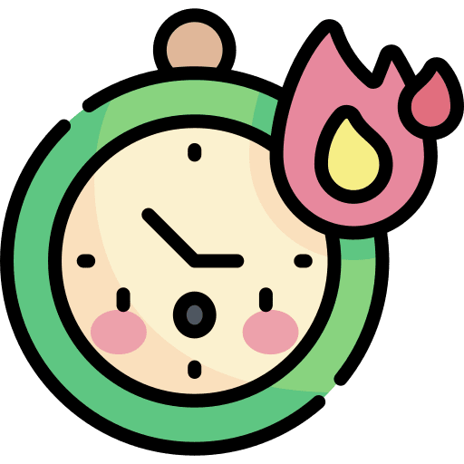Clock time and date rush burn icon Clock time and date rush burn icon