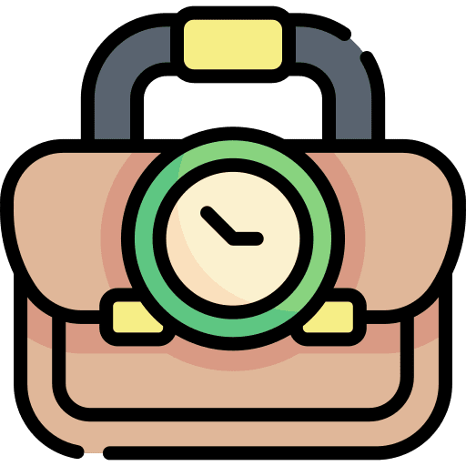Work time business and finance suitcase time and date icon Work time business and finance suitcase time and date icon
