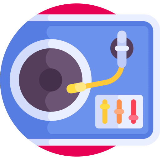 Turntable record player music and multimedia music player icon