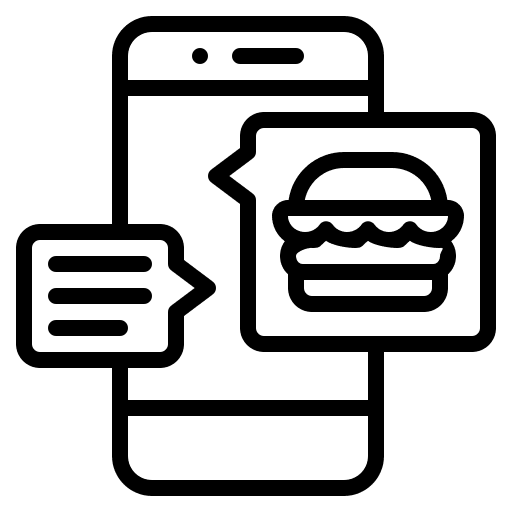 Chatting smartphone order food delivery icon Chatting smartphone order food delivery icon