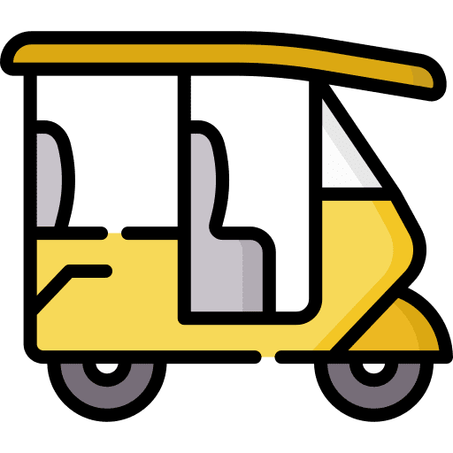 Tuk tuk three wheeler cycle rickshaw car icon