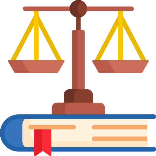 Compliant judge balance scale education icon