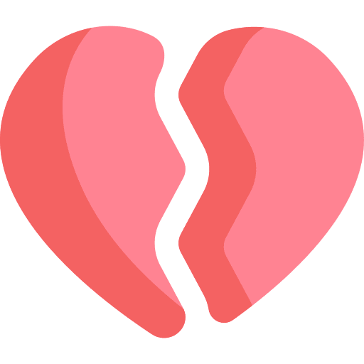 Broken heart romantic heartbreak shapes icon