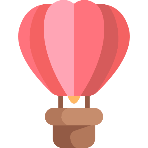 Hot air balloon urban flight transport icon