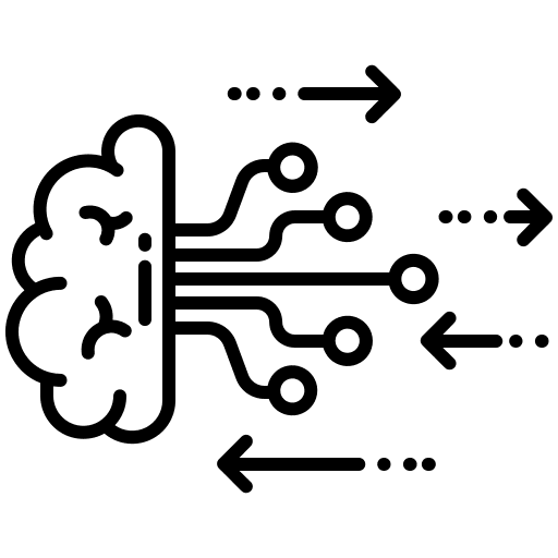 Brain output technology futuristic icon