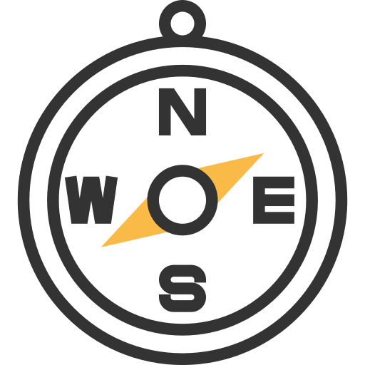 Compass orientation maps and location location icon