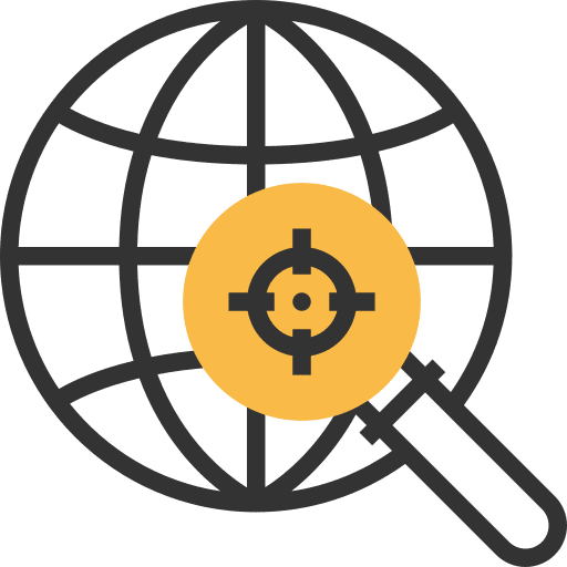 Destination international loupe world grid icon