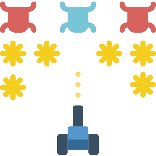 Space invasion interface spaceship play icon