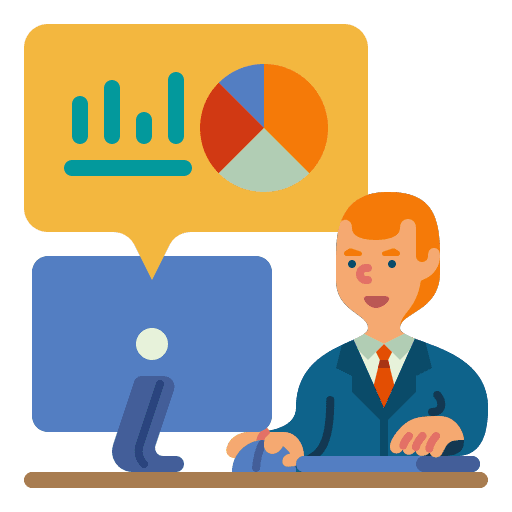Investment man market statistics icon