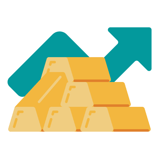Gold arrows rise profit icon