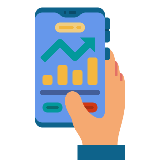 Smartphone investment hand smartphone icon