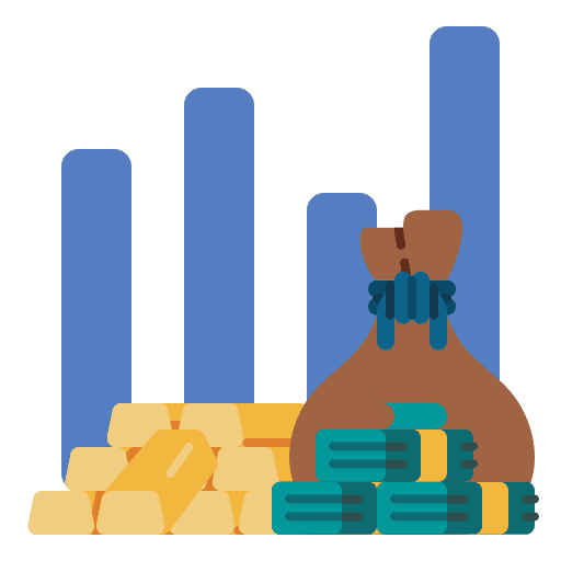 Stock market gold investment graph icon