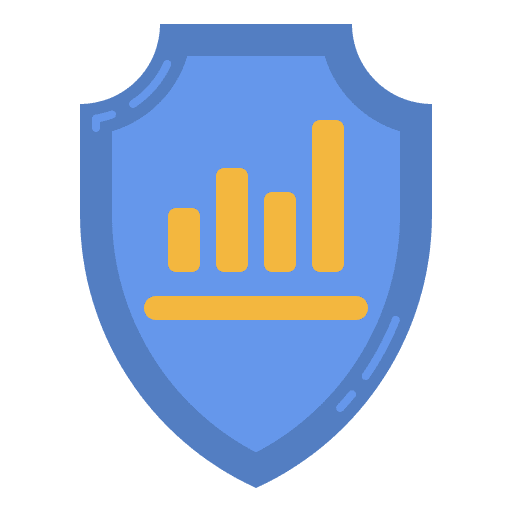 Security shield stock chart icon