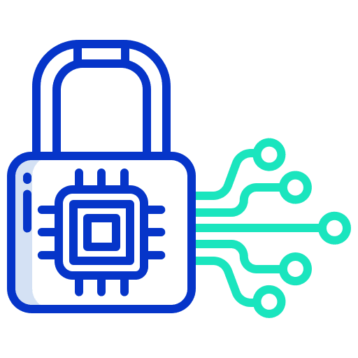 Padlock processor chip electronics icon Padlock processor chip electronics icon