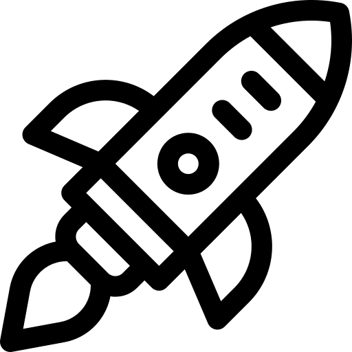 Startup rocket ship kick off icon