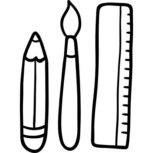 School material edit tools paint brush ruler icon