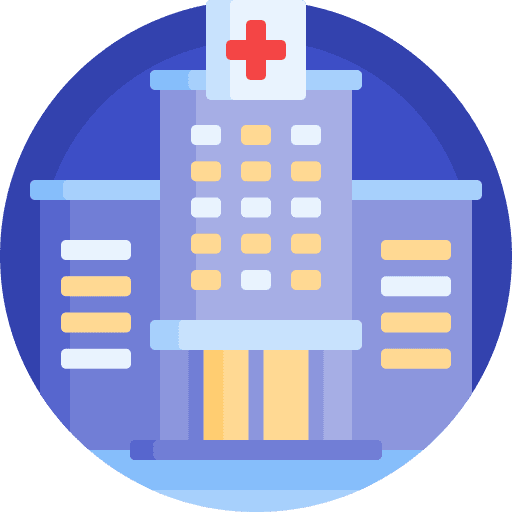 Hospital building architecture and city urban hospital building icon
