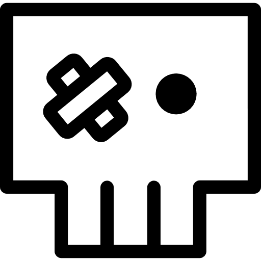 Skull cartoon variant with tape on left eye eye tape cartoon icon