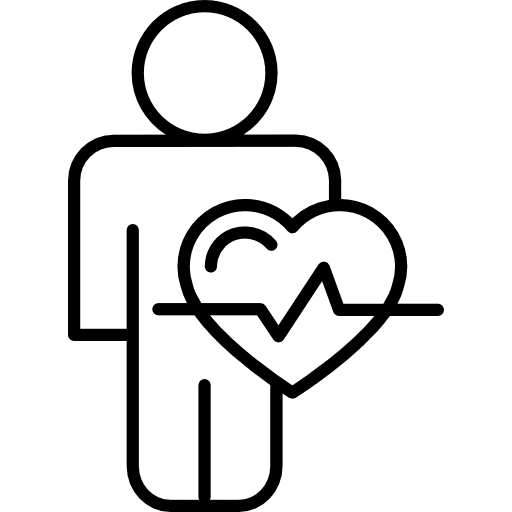 Male outline with heart shape and lifeline heart lifeline heart shape icon