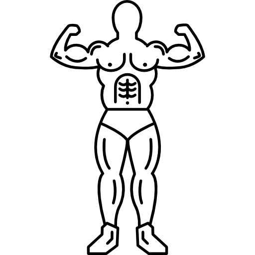 Gymnast in frontal view showing his muscles muscles gymnast sport icon