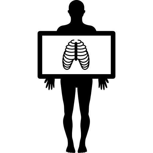 Standing male silhouette with x ray view of the lungs radiology medical lung icon