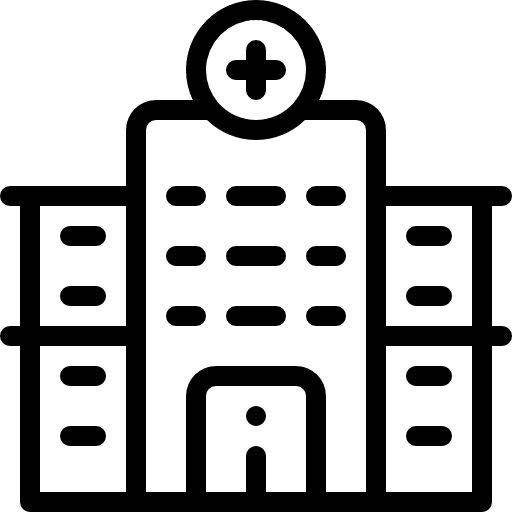 Hospital healthcare and medical architecture and city health clinic icon