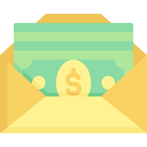 Salary payment envelope paycheck icon