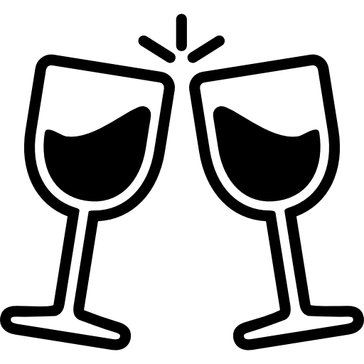 Glasses with wine beverage toast food icon