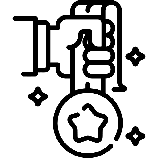 Achievement awards medals hands icon