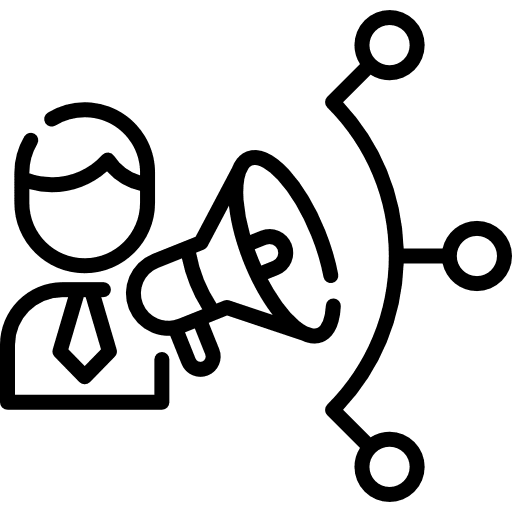 Coordination public relations megaphone management icon