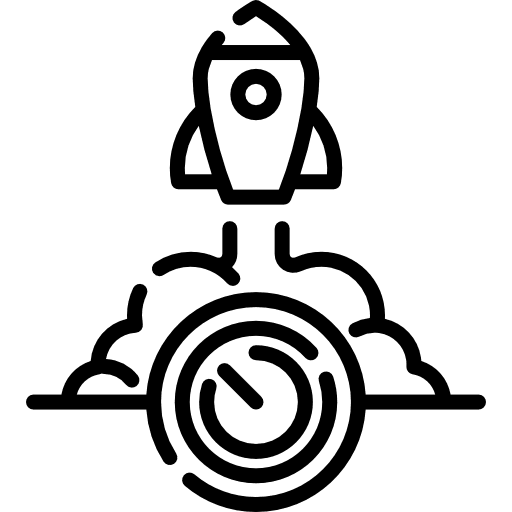 Effective rocket launch process icon Effective rocket launch process icon